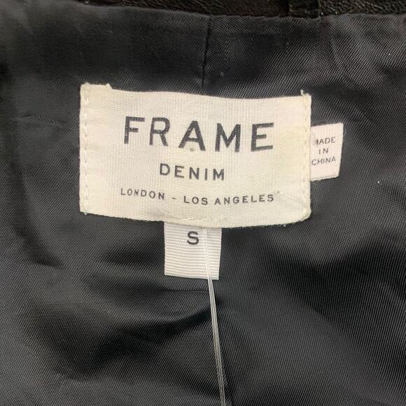 FRAME Denim Lamb Skin Moto Motorcycle Leather Biker Jacket Size Small - Picture 3 of 9